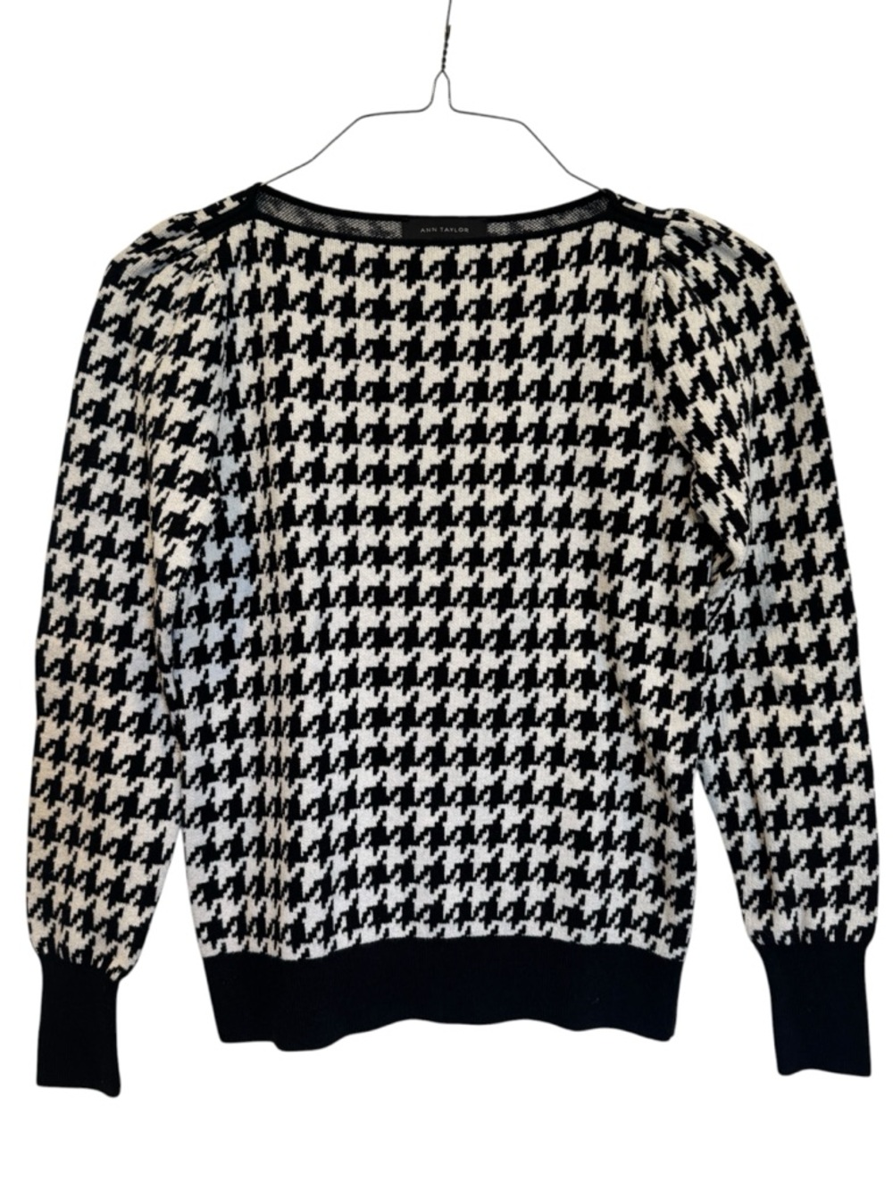Ann Taylor Black and White Houndstooth Sweater XS